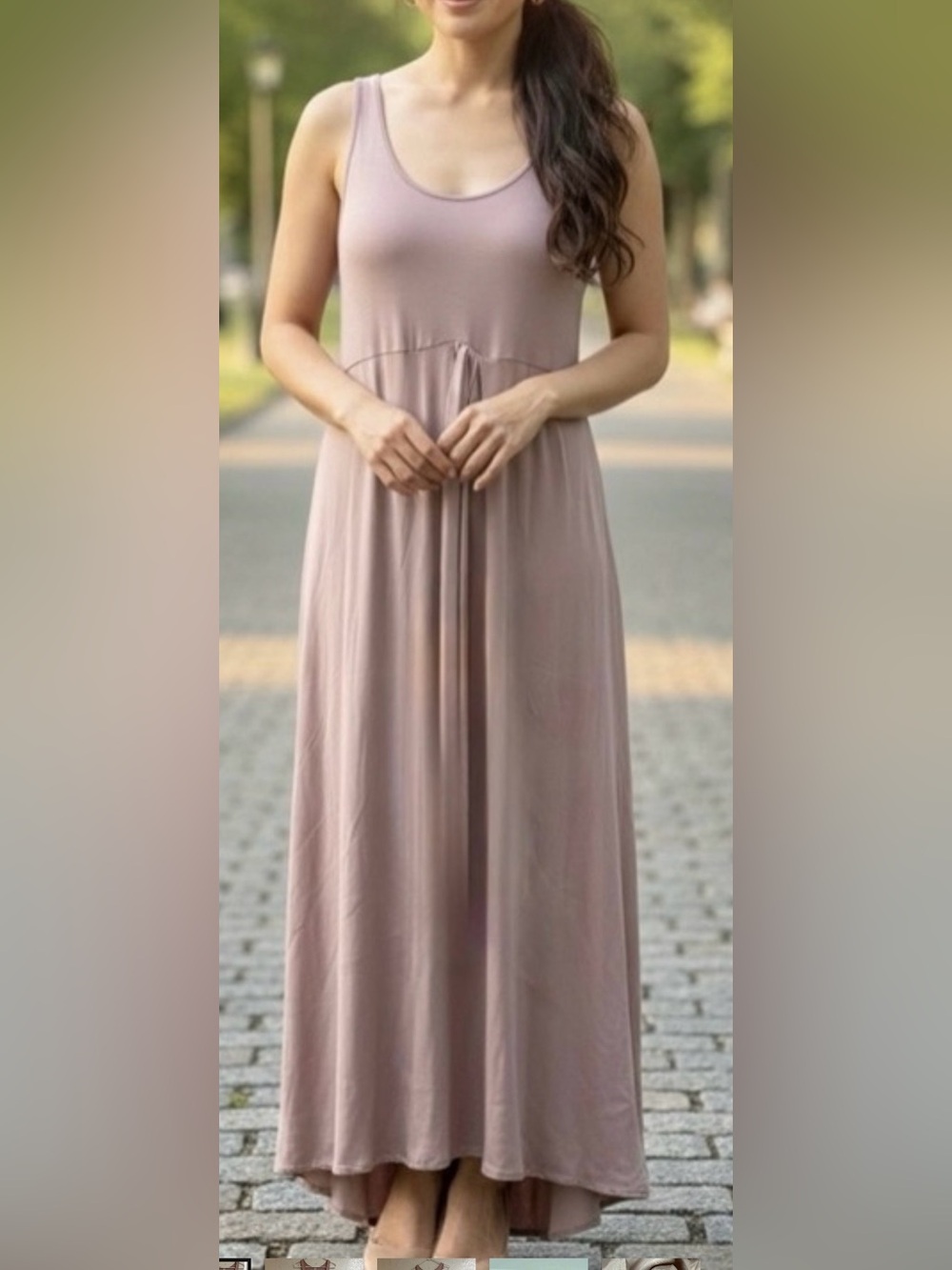 Women's Sleeveless Tie-Waist Maxi Dress - Mauve